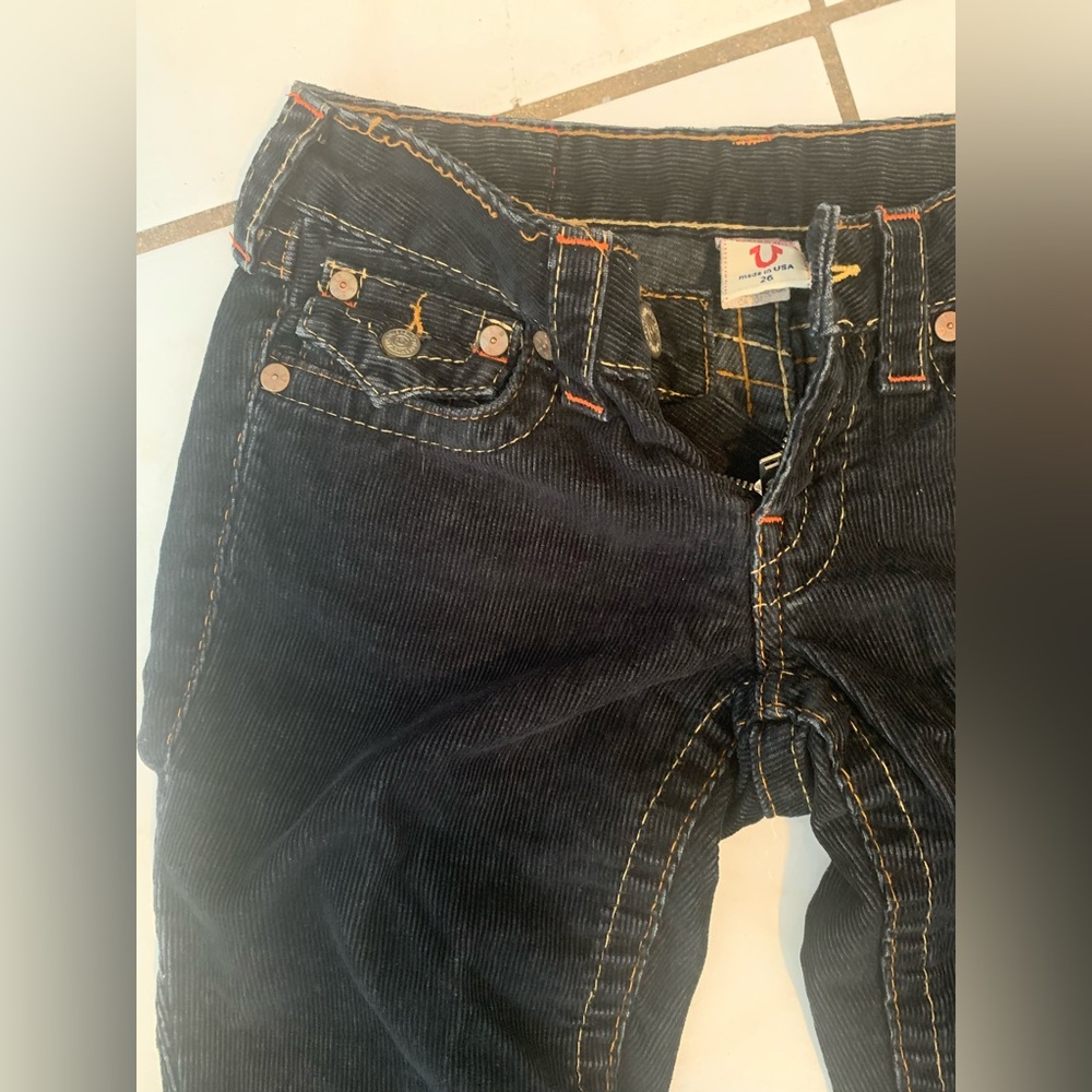 True Religion black corduroy flare